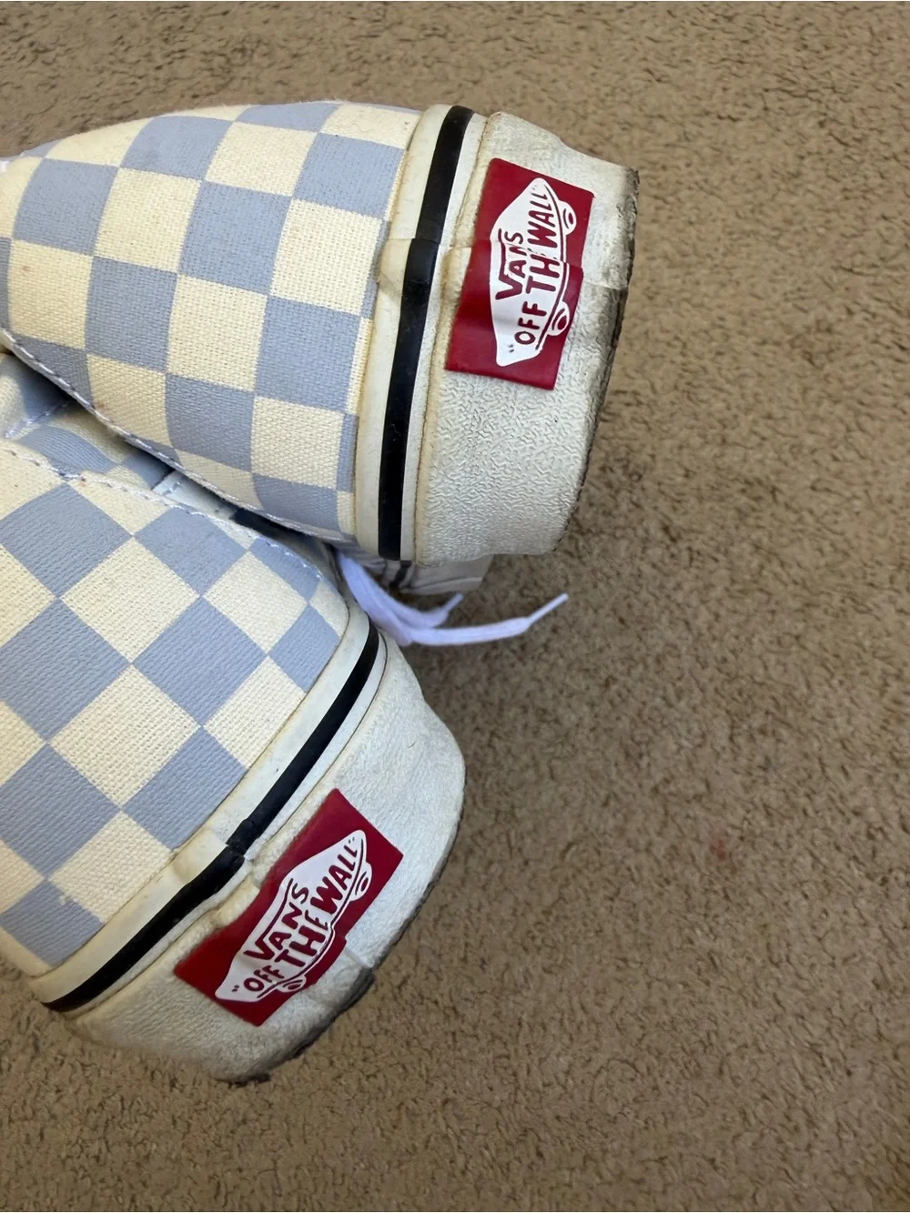 Vans Checkerboard High-Top Canvas Sneakers - White and Light blue